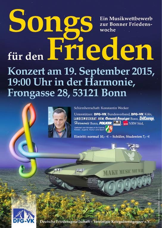 Plakat des Friedenskonzert am 19.09.2015 in der Harmonie Bonn