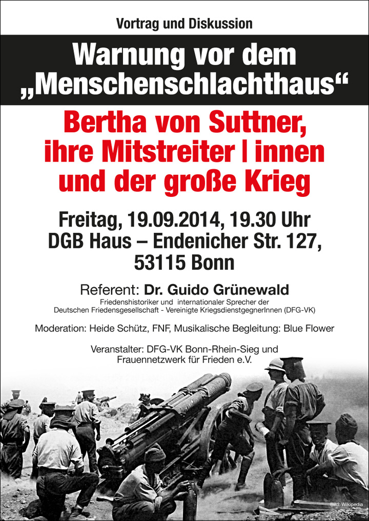 Plakat zum Vortrag am 19.09.2014 im Gewerkschaftshaus Bonn